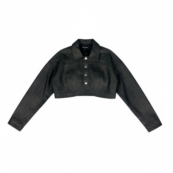 PrettyLittleThing Jackets & Blazers - PrettyLittleThing‎ Cropped Faux Leather Jacket Black S – NWT
